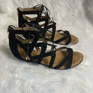 Sam Edelman Dawson leather suede black gladiator lace up straps sandals …